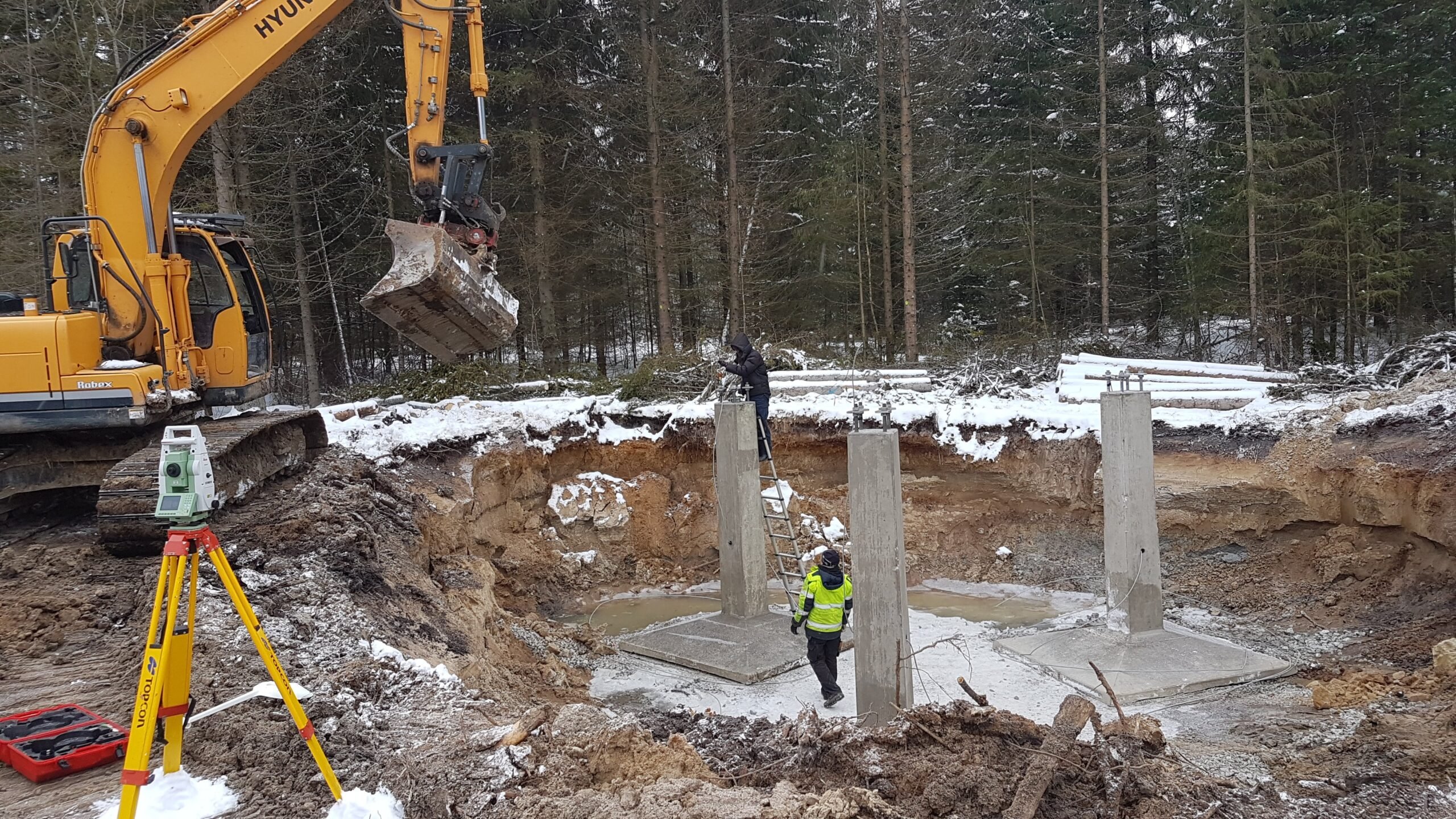 Excavation work - Hyundai excavator trench digging