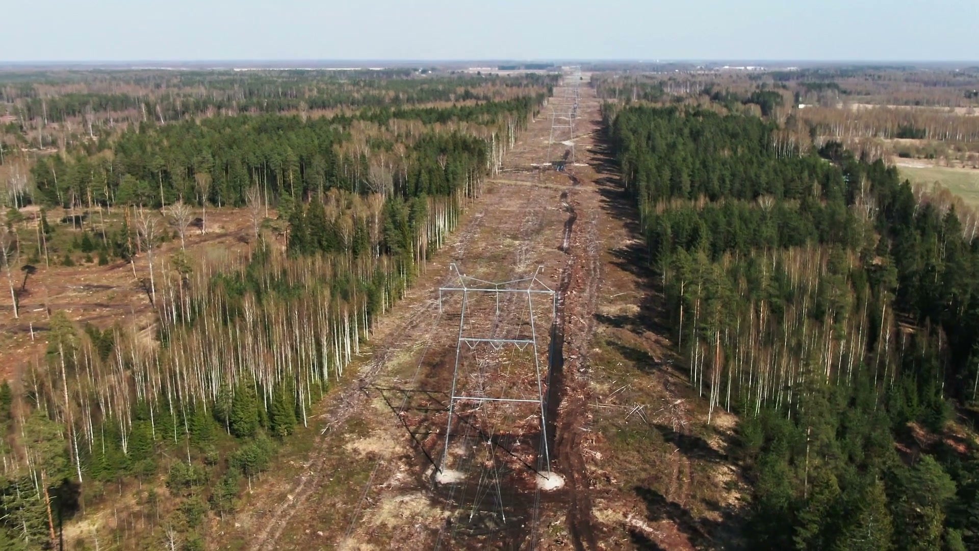 High voltage line mast installation - video preview